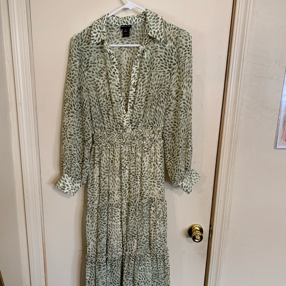 Olive Leaf Sheer Dress - Picture 2 of 7